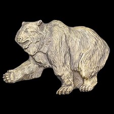 Grizzly Brown Bear 1980s Vintage Belt Buckle