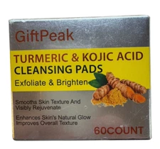 GiftPeak Turmeric & Kojic Acid Cleansing Pads - 60 Count - Ex: 10/27