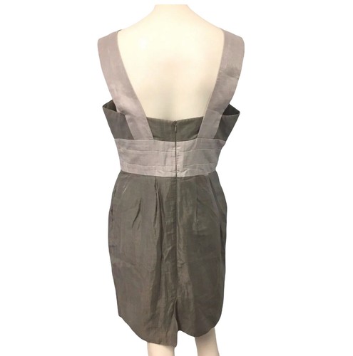 Cue Womens Dress Size 12 Grey Silver Metallic Panelled Linen Sleeveless Cocktail - Picture 2 of 7