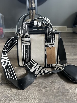 Steve Madden Bwebber Crossbody Tote Bag Cream & Black TikTok  display picture 2