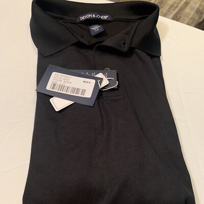 Devon & Jones Mens CrownLux Performance Size large Short Sleeve Polo DG20 Black