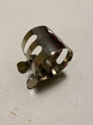 VINTAGE SS STEEL FINISH TRIPLE BAND  ALTO SAXOPHONE LIGATURE FOR KING / BRILHART