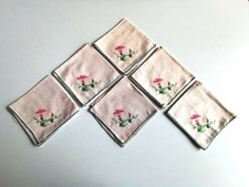 Konvolut 6 Servietten aus Baumwolle - handbestickt - 26x25 cm - VINTAGE