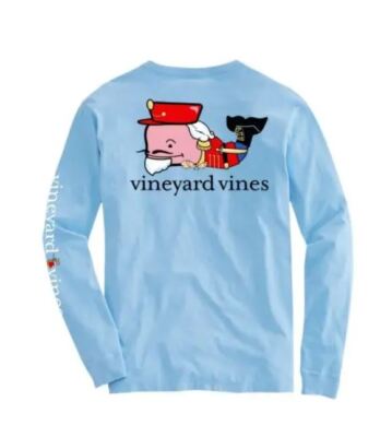 Vineyard Vines Boy's Blue Nutcracker Back Whale Long-Sleeve Pocket