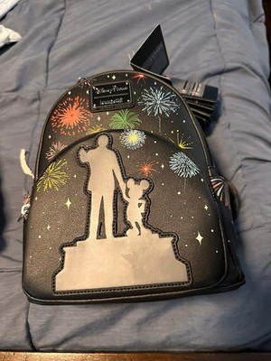 Disney Loungefly Black Mini Backpack and Ears with Multicolor Firework Accents . Minnie Mouse: The Main Attraction Loungefly Mini Backpack  main image 2