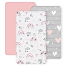 3 Pack Stretchy Bassinet Sheets - Universal Fit for Rectangle, Round, Oval, H...
