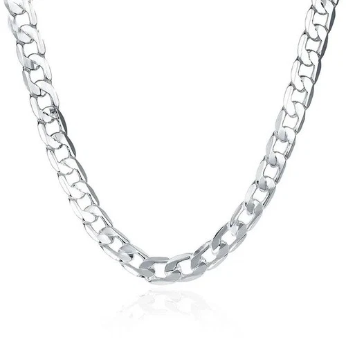 925 Sterling Solid Silver Chain Necklace Jewelry for Women Men Fashion Gift image 7