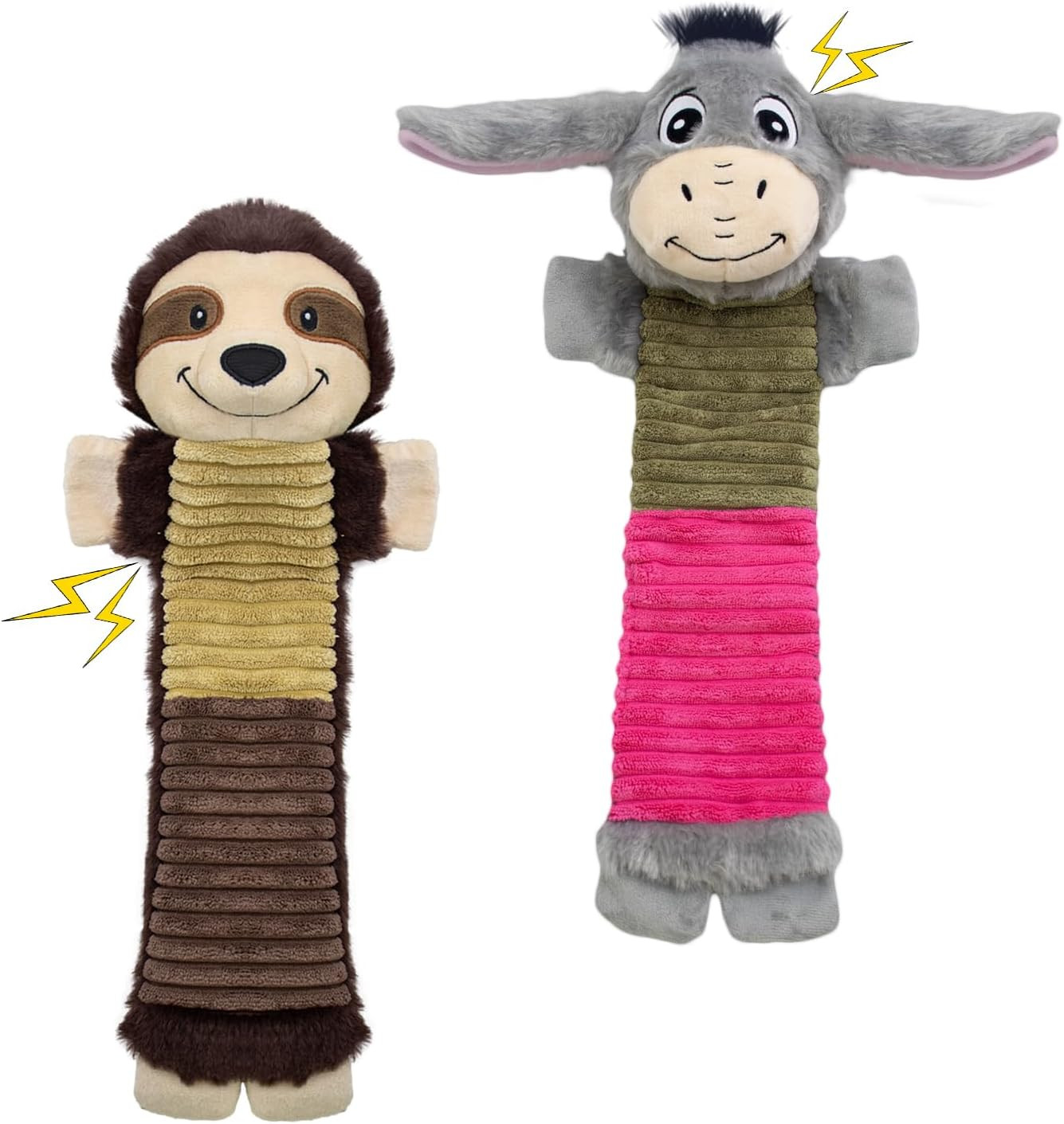 2 Pack No Stuffing Dog Squeaky Toys,Dog Chew with Crinkle an