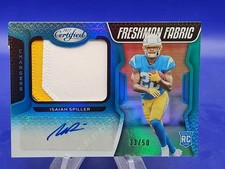 2022 Certified Football Isaiah Spiller RC Freshman Fabric Auto /50 Chargers