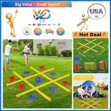 Giant Outdoor Tic Tac Toe Game Set with Bean Bags and Ground Spikes for Kids ...