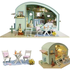 DIY Wooden Caravan Dollhouse Kit with Furniture,Creative Mini Doll House Craft