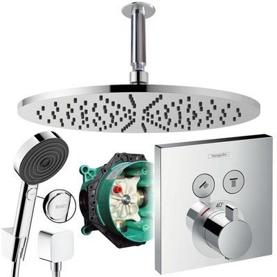 Hansgrohe Unterputz Duschsystem mit 300 mm Kopfbrause, Shower Select Thermostat