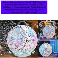 360 Rotating Bubble Machine with RGB Lights 30,000 Bubbles/Min for Kids 3