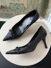 Dior Bow CD Logo Black Quilted Lambskin Leather Heels Size: 39,5 / 9,5 Vintage