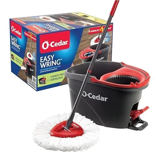 Hands-Free Wringing: O-Cedar EasyWring Spin Mop & Bucket Kit.