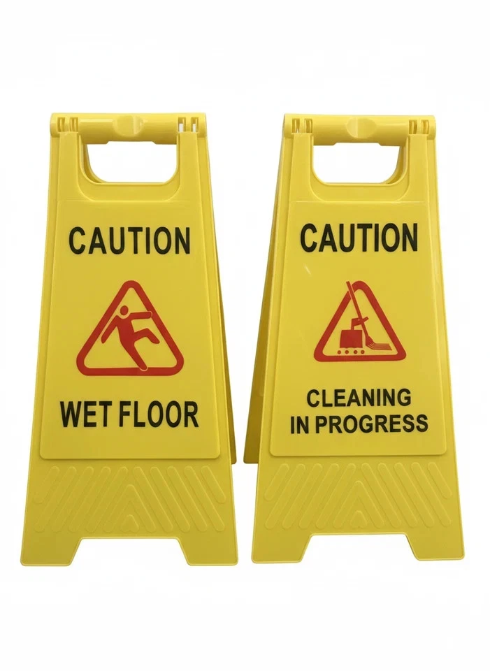 Wet Floor Sign Caution Hazard Safety Warning Board Cleaning In Progress