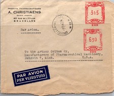 BH GOLDPATH: BELGIUM AIRMAIL 1947 BRUSSELS,LABEL,DETORIT,MI. BH011_P28