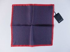  NO CUSTOMS TAX KITON Napoli dark navy blue stitch print silk pocket square