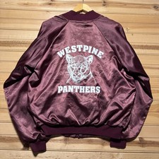 Vintage 90s Westpine Panthers Middle School Satin Bomber Jacket USA Made Medium