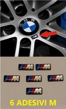 STEMMA M SPORT PER CERCHI RUOTA BMW COMPATIBILE ADESIVO NERO LOGO FREGIO 6 PEZZI