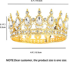 Queen Rhinestone Crown, Gold Wedding Crowns, Royal Princess Crystal Tiara Cro...