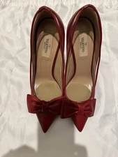 Valentino Garavani Red  Leather Bow Pumps Size 38.5– Made in Italy