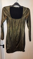 Ladies Size 6 For Gold Boohoo Mini Dress With Flattering Square Neck