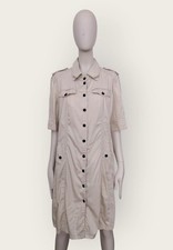 Marc Cain Sports Safari Dress N5 L Beige Cotton Stretch Utility Military Luxury