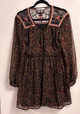 Zara Basic Dress Floral Long Sleeves Button Down Elastic Waist Size Med