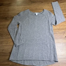 Incashmere Gray Long sleeve Cashmere Lightweight Sweater Top Size Medium