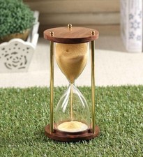 Decor Wooden and Brass Yellow Sand Timer Hour Glass Sand Glass Clock Ide