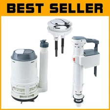 Dual Flush Valve Kit with Fill Valve and Push Button for Easy Toilet Upgrade