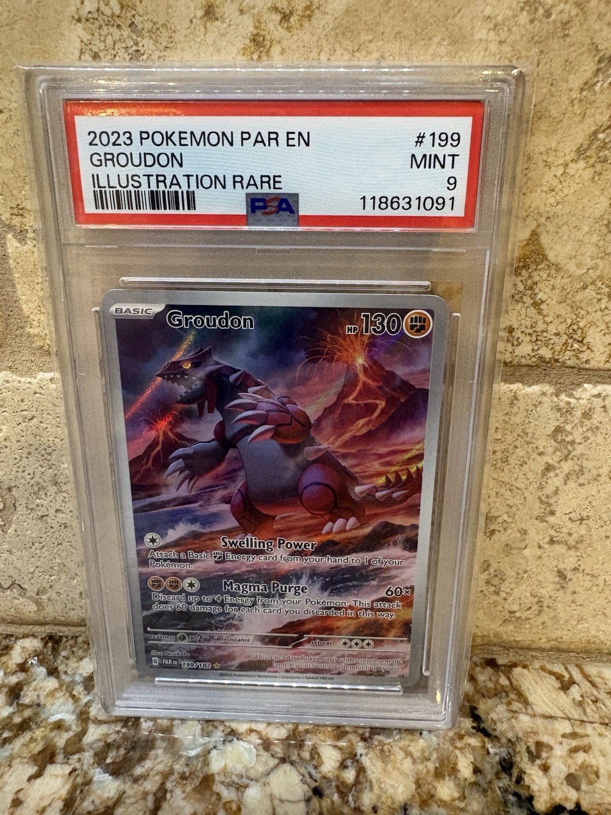 Groudon 199/182 en SV04 Paradox Rift Illustration Rare Holo PSA 9 Pokemon