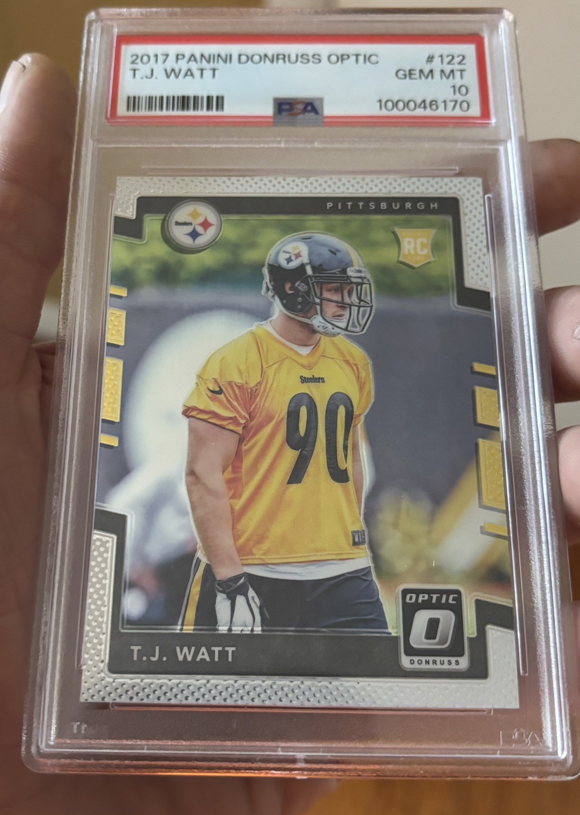 2017 Donruss Optic TJ Watt Rookie #122 PSA 10 view 1