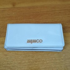 Cartera Mimco para mujer talla única blanca charol solapa portatarjetas a presión cartera logotipo