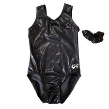 GK ELITE Mystique Tank Gymnastics Leotard Girls CM 6-7 Black Shimmer Gym Leo