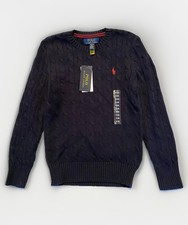 Polo Ralph Lauren Big Boys Cable Knit Cotton Sweater S 8 Navy Blue NWT