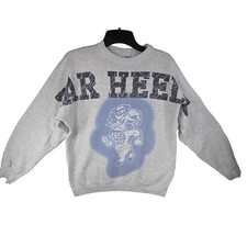 Vtg UNC Tar Heels Salem Sportswear NCAA Large Gray Sweatshirt 2000s Y2k Preppy