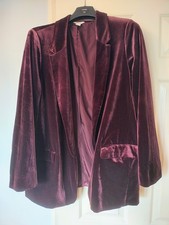 Monsoon Velvet Blazer Jacket UK 16 / EUR 44 / US 12 Berry Wine