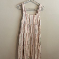 Madewell Multicolor Striped Tiered dress button back details size 0