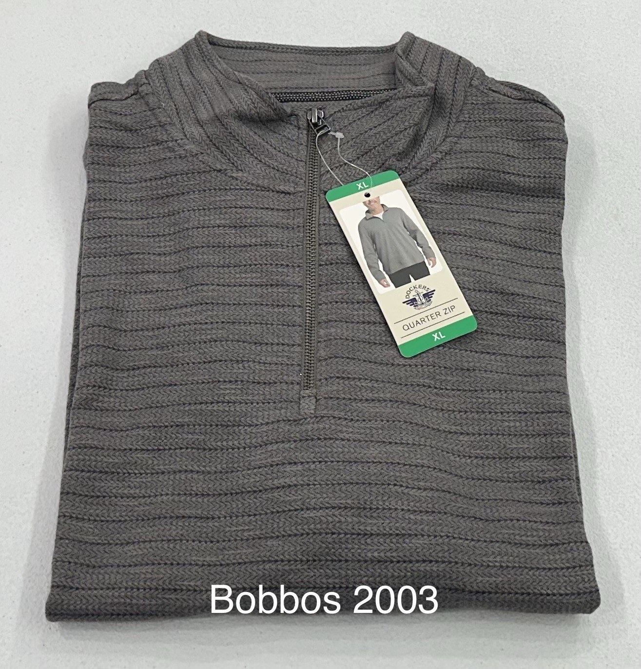 Dockers Men's Quarter Zip Regular Fit Textured Fabric Pullover, Gray, Size XL