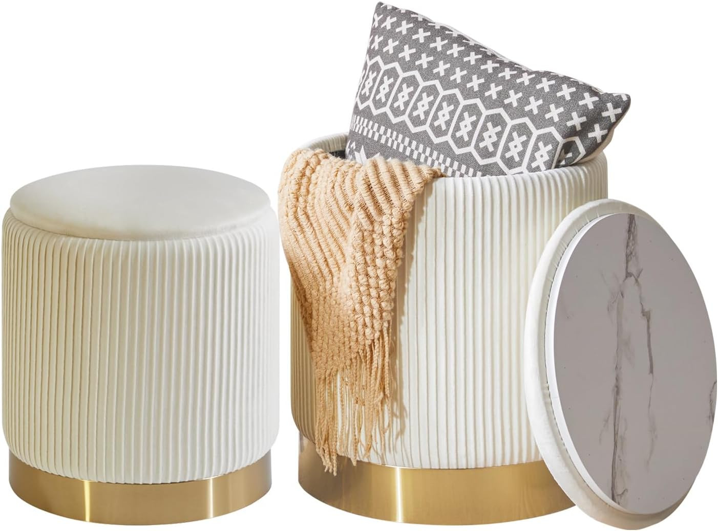 Set 2 Pouf Contenitore Velvet Gold | Arredamento Instagrammabile