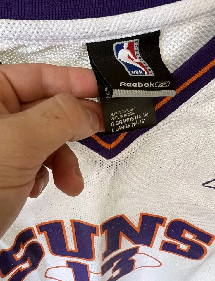 老式 2004 年史蒂夫·纳什 #13 凤凰太阳队 NBA 青年球衣 锐步 正品,大号 — 第 3/3 张图片