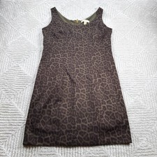 Michael Kors Leopard Print Dress Women's 12 Brown Sheath Office Siren Chic Earth
