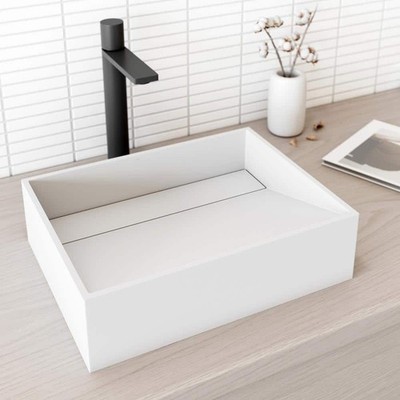 Vigo Starr Sink 17'' L x 13'' W x 5'' H Rectangular Stone - White