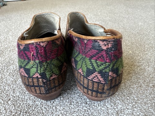Lumily Brown Leather Guatemalan Huipil Insert Handcrafted Booties Boots Boho 39 - Picture 2 of 5