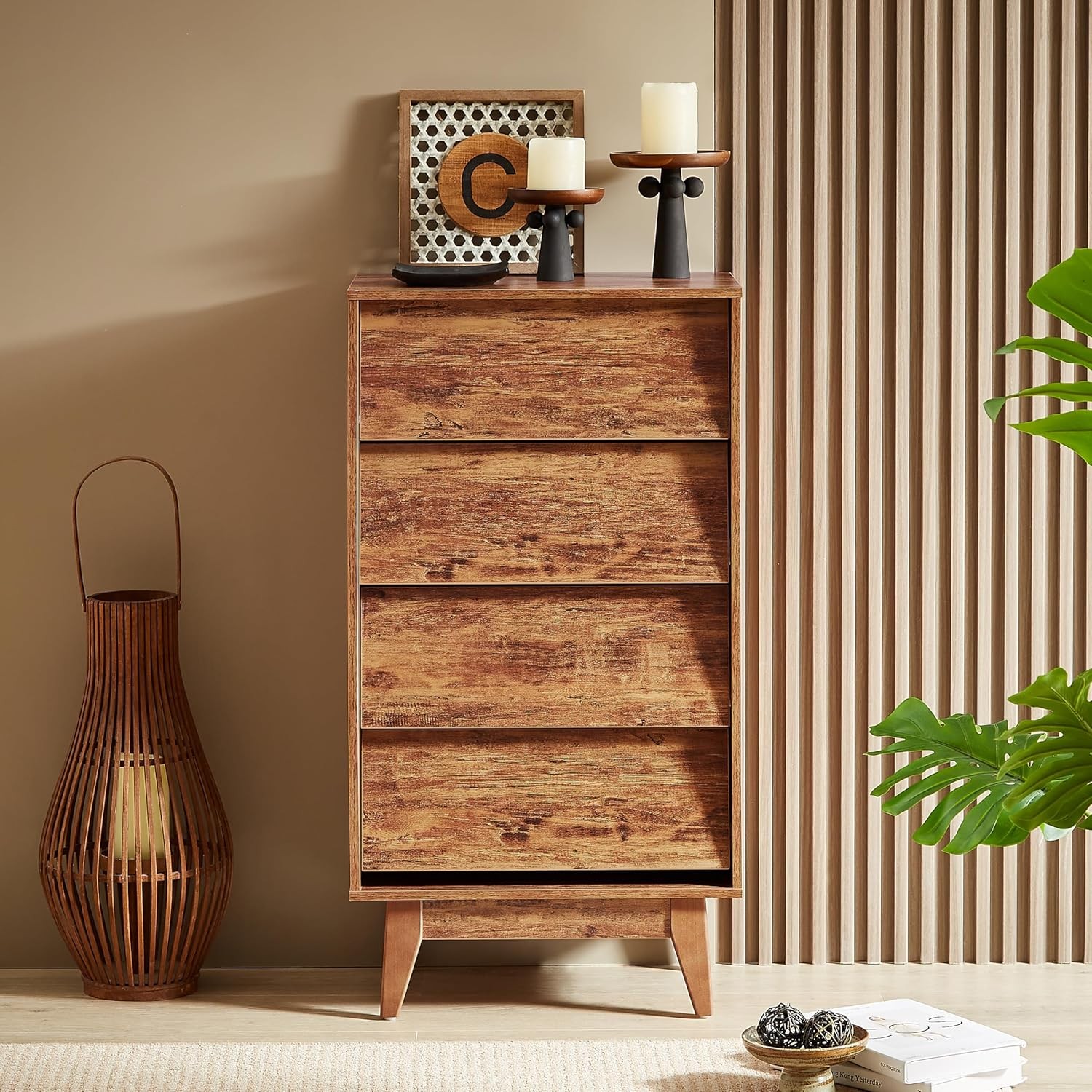 Modern 6-Drawer Brown Dresser for Bedroom Storage