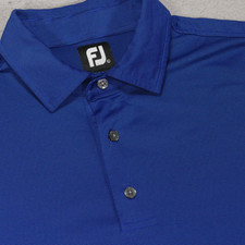 FootJoy FJ Polo Shirt Men Large Blue Short Sleeve Pinstripe