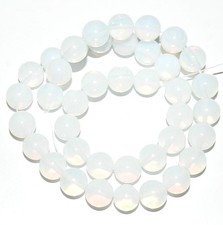 GR297 Milky White Opalite Sea Opal 10mm Round Gemstone Glass Beads 15.5"