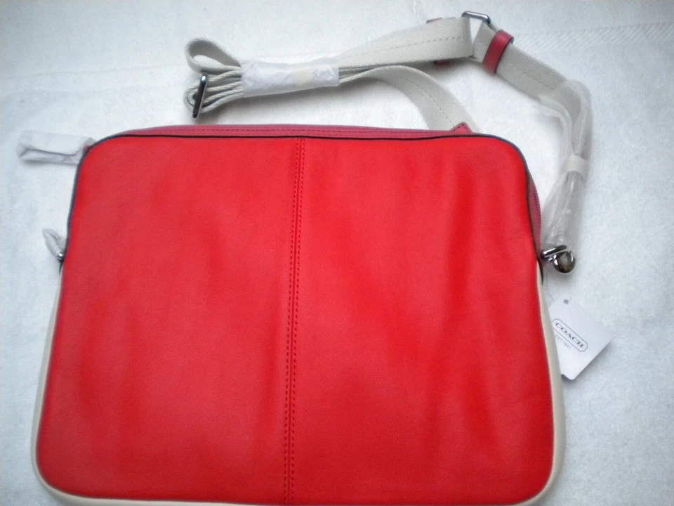 Coach Leather Crossbody 9.7 Tablet Bag IPad Daisy Spector SV/Vermillion $198 - Image 3 of 4